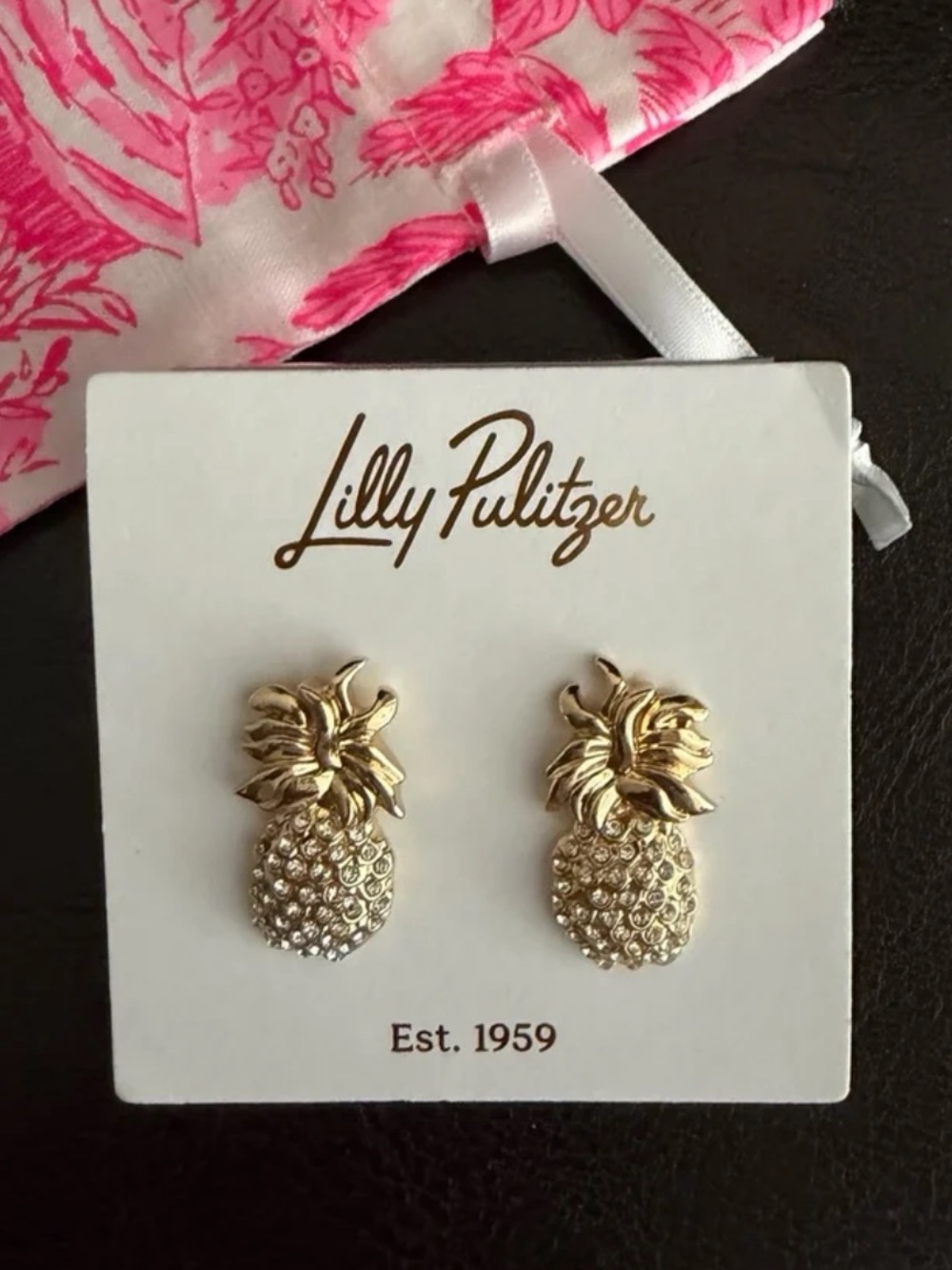 Lilly Pulitzer Gold-tone Crystal Pineapple Stud Earrings